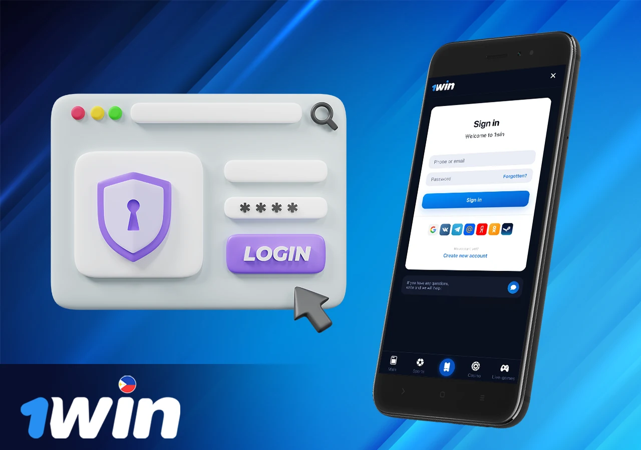 Login to 1Win bookmaker account in mobile application